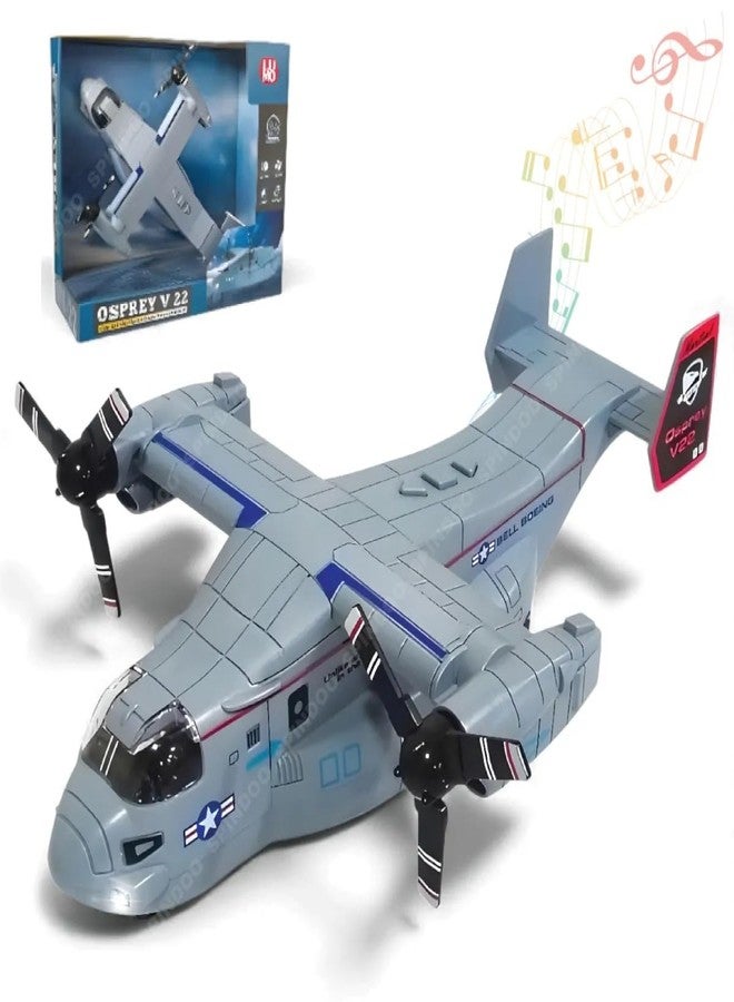 Spindoo V-22 Osprey Military Aircraft Toy for Kids 3+ | Friction Powered Army Plane with Lights & Sounds | Realistic Military Airplane Educational Toy for Boys & Girls - Image 1